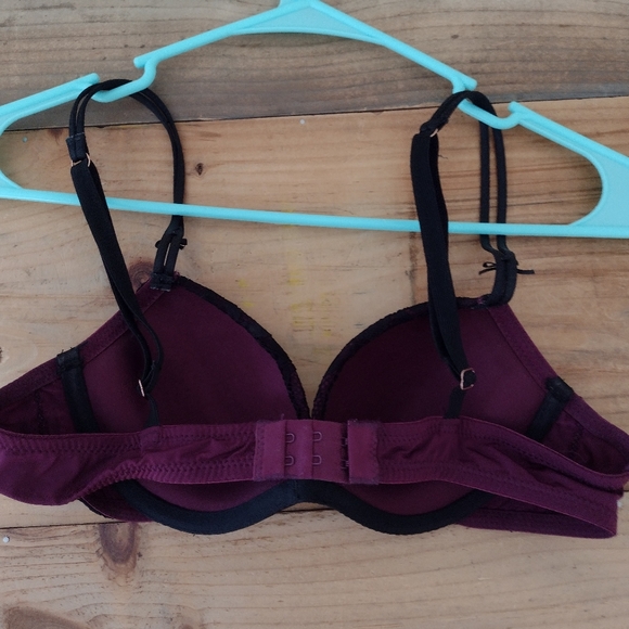 Rose + Vine Purple & Black Lace Push Up Bra Size 34A - Picture 5 of 6